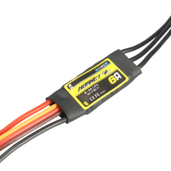 Htirc Hornet Series 6A 2-4S Brushless ESC With 5V/0.5A BEC For RC Airplane