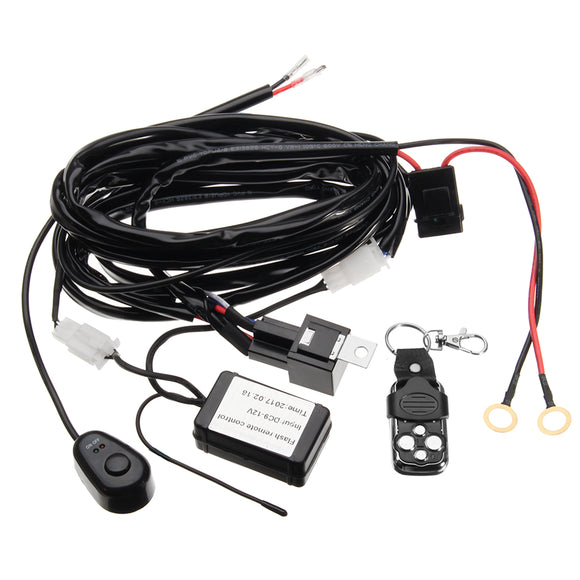 12V Wiring Kit With Wireless Remote Control Transmitter For LED Light Bar ATV SUV 2Lead