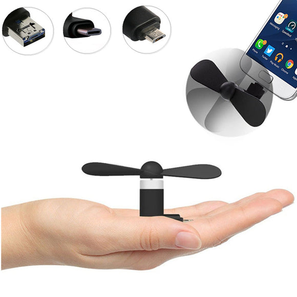 Bakeey Mini USB Fan Portable Super Mute Micro USB Type-C Cooling Fan for Mobile Phone