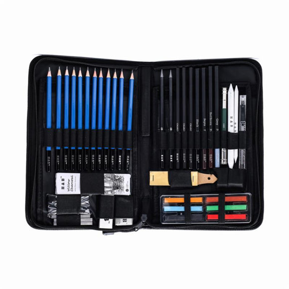 H&B HB-TZ65 48Pcs Sketching Pencils Set Art Supplies Sketch Tool Set Painting Pencil Professional Drawing Sketching Art Kit with Carrying Bag