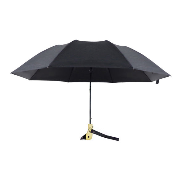 Automatic Folding Umbrella 1-2 People Lovely Duck Wooden Handle Umbrella Windproof Camping Sunshade