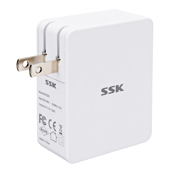 SSK 4 USB Port 5V 5A US Plug USB Charger Tablet Charger