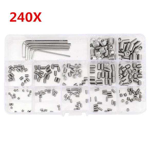 Suleve MXSS3 M3/M4/M5/M6/M8 Stainless Steel Socket Cap Screws Wrench Assortment Kit 240pcs