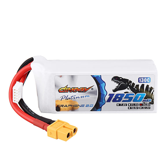 DINOGY ULTRA GRAPHENE 2.0 14.8V 1850mAh 130C 4S Lipo Battery XT60 Plug for RC FPV Racing