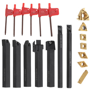 7pcs 12mm Shank Lathe Boring Bar Turning Tool Holder Set With Carbide Inserts