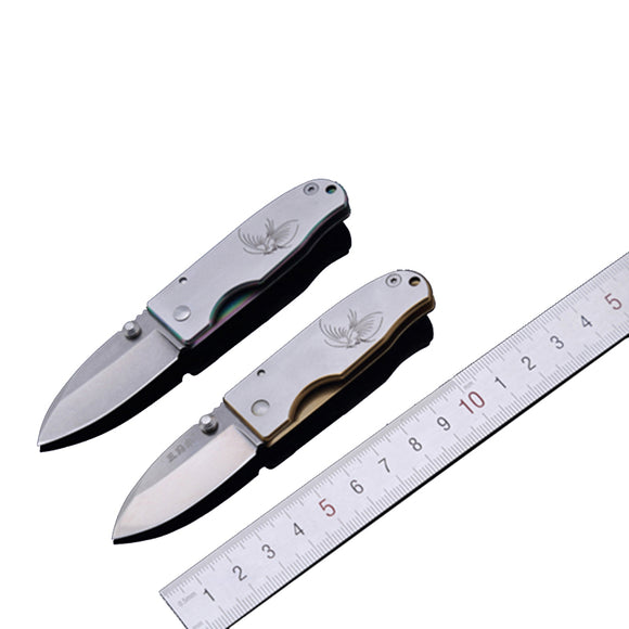 Sanrenmu 4024 LUE-SCX Small Line Locking Foldable Knife Golden Colorful Edge Stainless Steel Blade