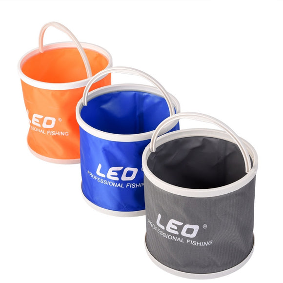 LEO Canvas Plastic Folding Fish Bucket Portable Outdoor Camping Fishing Bucket Tool