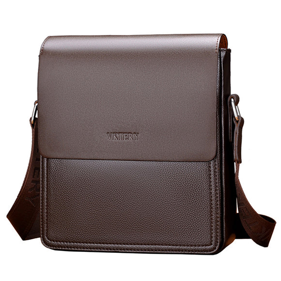 PU Leather Solid Business Shoulder Bag Crossbody Bag For Men