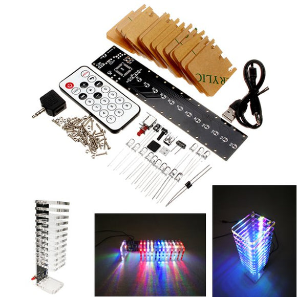 13 Segments Audio Light Column SCM Light Cube Set Remote Control DIY Electronic Music Spectrum Kit