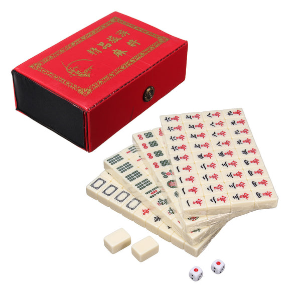 Portable Vintage Mini Mahjong Rare Game Chinese 144 Tiles Mah-Jong Set With Box