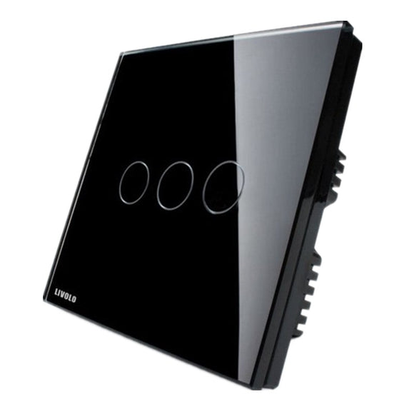 Livolo Black Crystal Glass Touch Panel Switch VL-C303-62 AC110-250V