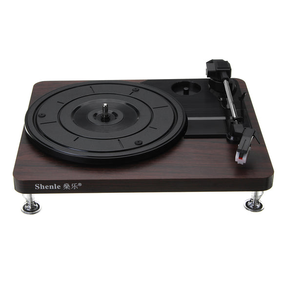 Shenle 33RPM Antique Gramophone Turntable Disc Vinyl Wood Record Player RCA R/L 3.5mm Output USB