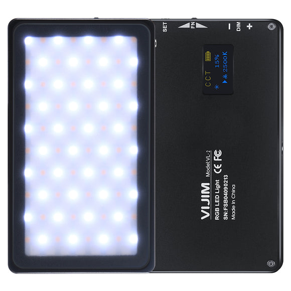 VIJIM VL-2 RGB LED Photo 2500K-8500K Full Color On Camera Photography Lamp Studio Video Light