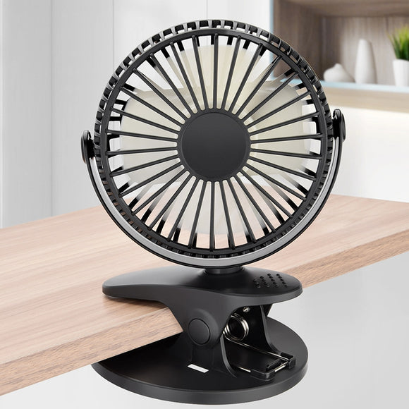 360 Rotation Mini Fan Battery Operated/USB Rechargeable Clip on Fan for Baby Stroller/Gym/Office/Study