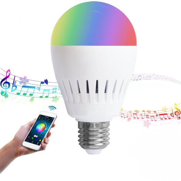 E27 8W RGB+Warm White bluetooth Speaker Color Changing LED Smart Music Light Bulb AC100-240V