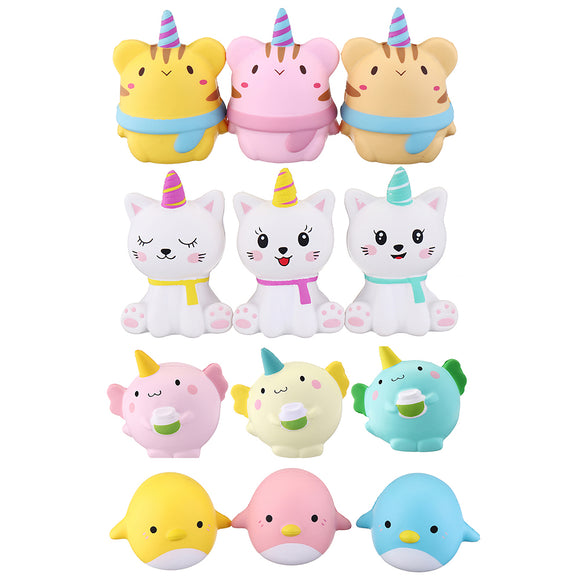WOOW Squishy 3Pcs Kawaii Unicorn Animal Slow Rising Rebound Toys With Packaging
