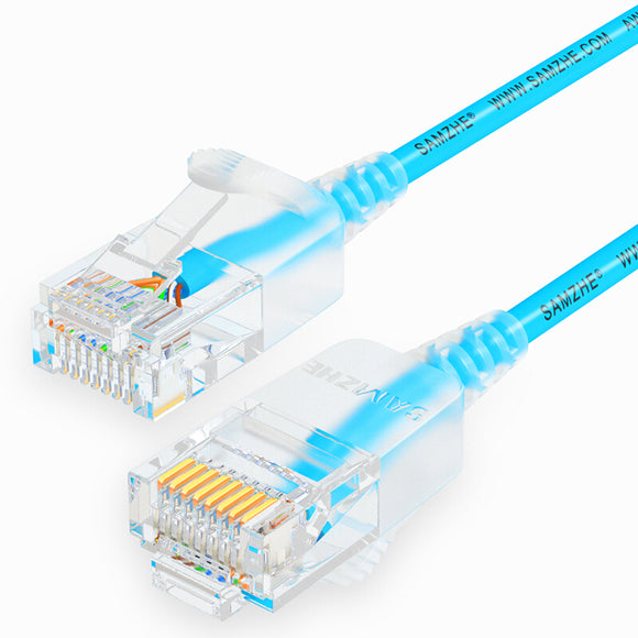 SAMZHE 0.5~5M 10Gbps Ultrafine CAT6A Blue Ethernet Patch Cable Slim LAN Networking Cable