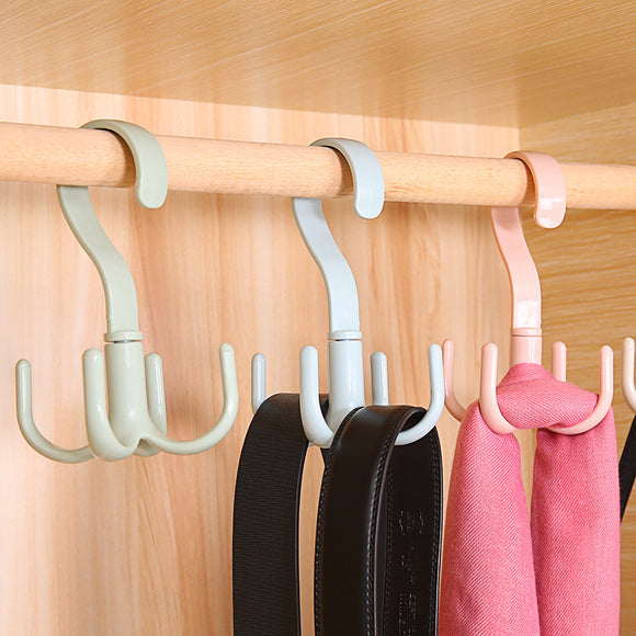 Honana 360 Degree Multipurpose Rotation Hanging Clothes Fourfold Robe Hooks for Coats Shoes Towels