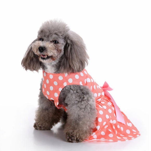 Vintage Polka Dot Pet Clothes for Dog Dress Cat Vest Shirts