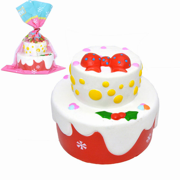 Kiibru Squishy Bowknot Snow Christmas Cake Red 11cm Slow Rising With Packaging Collection Gift Toy