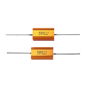 2pcs RX24 5W 5R 5RJ Metal Aluminum Case High Power Resistor Golden Metal Shell Case Heatsink Resistance Resistor