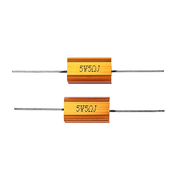 2pcs RX24 5W 5R 5RJ Metal Aluminum Case High Power Resistor Golden Metal Shell Case Heatsink Resistance Resistor