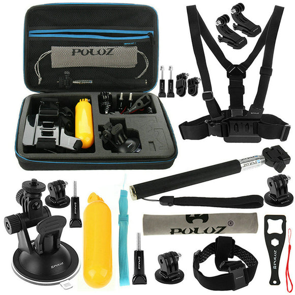 PULUZ PKT11 20 in 1 Accessories Combo Kit with EVA Case for Action Sportscamera