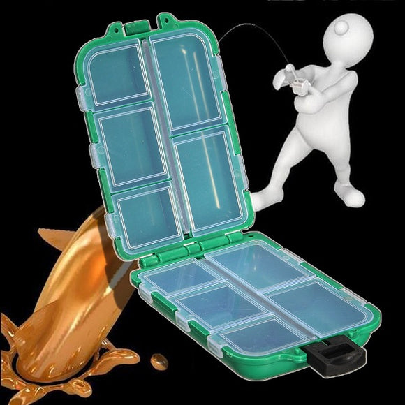 Tackle Box Storage Case Fly Fishing Lure Hook Bait 10/12 Compartments Green Blue