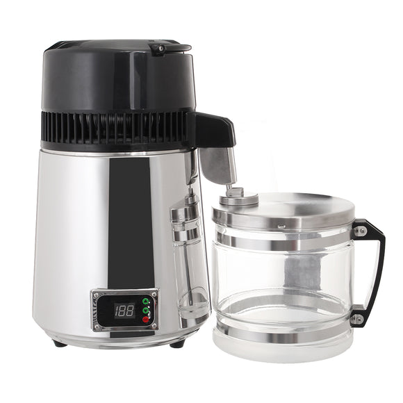 750W 4L Stainless Steel Pure Water Distiller 220V Purifier Filter LED Display Distilled Bottle