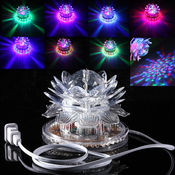 Auto Rotating 48 LED RGB Crystal  Lotus Projector Stage Effect Light For Disco Club