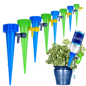 6Pcs/12Pcs Automatic Sprayer Watering Device Adjustable Water Flow Dripper With Switch Control Valve DIY Drip Irrigation System for Plants Indoor Household Waterers Bottle