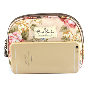Women Floral Zipper Cosmetic Bags Girls Rural Clutches Bags Card Holder Coin Bags 5.5'' Phone Bags