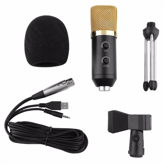 Bakeey MK-F100TL Wired microphone USB Condenser Sound Recording Mic with Reverb Broadcast Live Recording Microphone with Tripod Stand