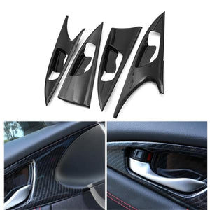 4pcs ABS Carbon Fiber Style Side Door Handle Bowl Cover Trim For Honda Civic 2016 2017