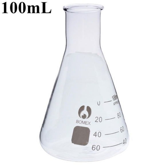 100ml Graduated Narrow Mouth Glass Erlenmeyer Flask Conical Flask 29/40 Ground Joints