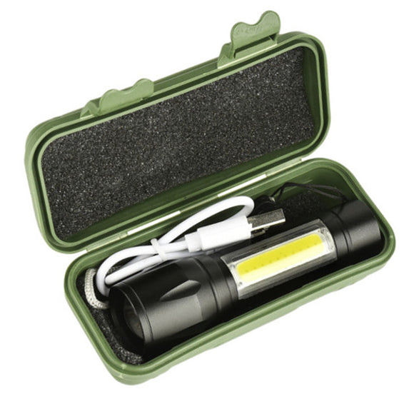 XANES 1517B XPE+COB Dual Lights 1000LM Zoomable USB Rechargeable Tactical EDC LED Flashlight Suit