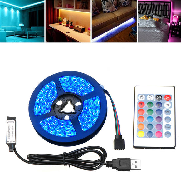 DC5V 1M/2M/3M/4M/5M USB IP67 Outdoor 5050SMD RGB LED Strip Light Bar TV Backlighting+Remote Control