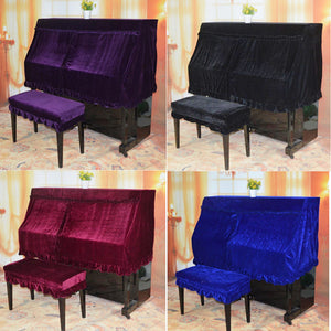 4 Colors Piano Half Cover Elegant Pleuche Protector + Double Piano Stool Cover