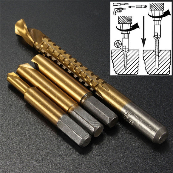 4pcs Titanium Coated Damaged Screw Extractor Bolt Extractor Broken Screw Remover