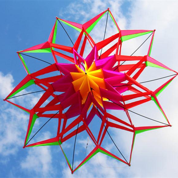 3D Rainbow Colorful Flower Kite Single Line Outdoor Toy Flying For Kids Sport