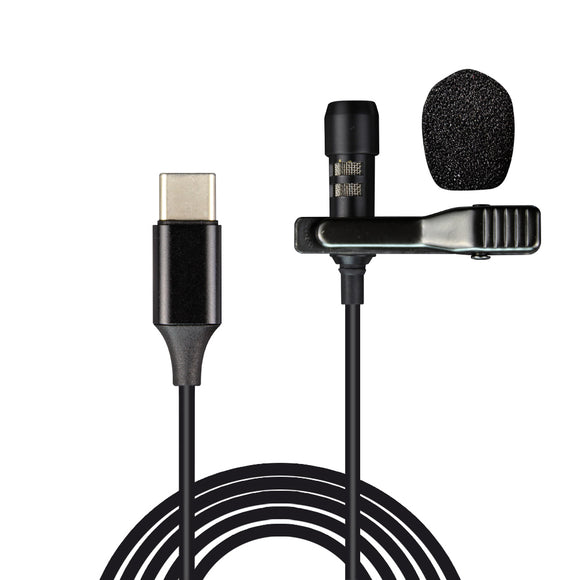 Bakeey USB Type-C Microphone Mini Small Portable Wired Clip-on Lapel Collar Lavalier Condenser USB-C Microphone for Type-C Phones Microphone