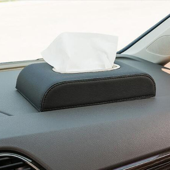 Car Black PU Leather Tissue Box Napkin Pumping Paper Portable Home Office Paper Holder Case