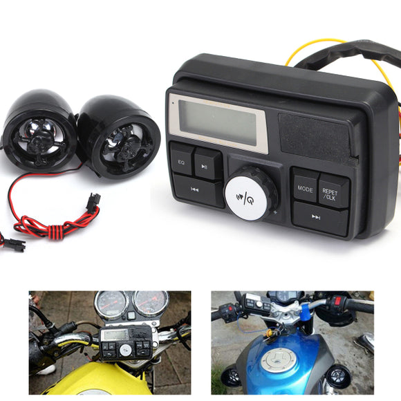 Motorcycle Handlebar Audio System USB SD FM Radio Stereo Amplifier Speaker MP3