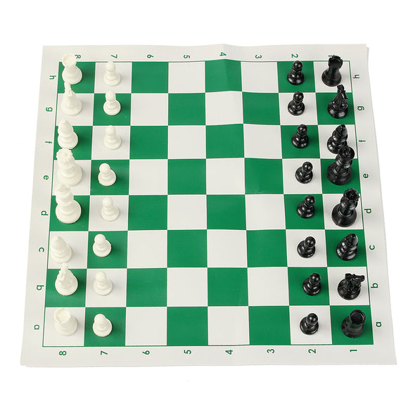 16 inch Tournament Chess Set Game Plastic Pieces Green Roll Outdoor Travel Camping Game