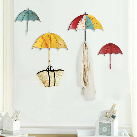 1PC Umbrella Shaped Creative Wall Strong Hook Key Hair Pin Holder Colorful Organizer Decor