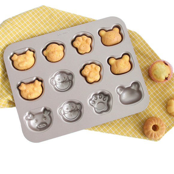 Stainless Steel  12 Continuous Mold Non-stick Household Donut Cake Mold Small Bread Baking Mold
