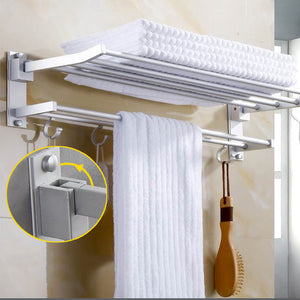 Wall Mounted Towel Holder Rack Hook Hanger Bar Shelf Rail Storage Bathroom Hotel