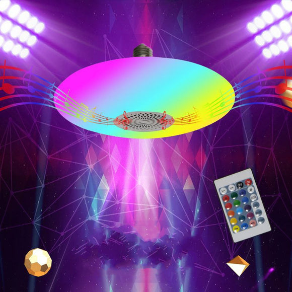AC85-265 E27 30W RGB+White bluetooth Music UFO LED Light Bulb Ceiling Lamp + 24Keys Remote Control
