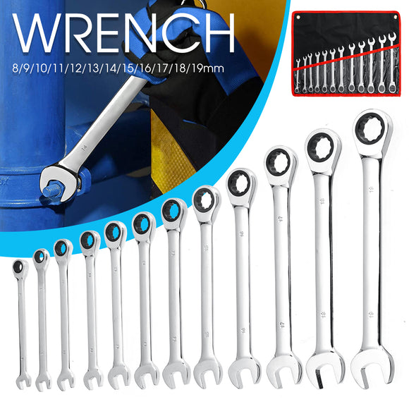 12Pcs Ratchet Combination Metric Wrench Set Hand Tools Car Repair Wrench Key Set