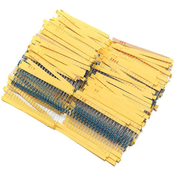2600Pcs 130 Values 1/4W 0.25W 1% Metal Film Resistors Assorted Pack Kit Set